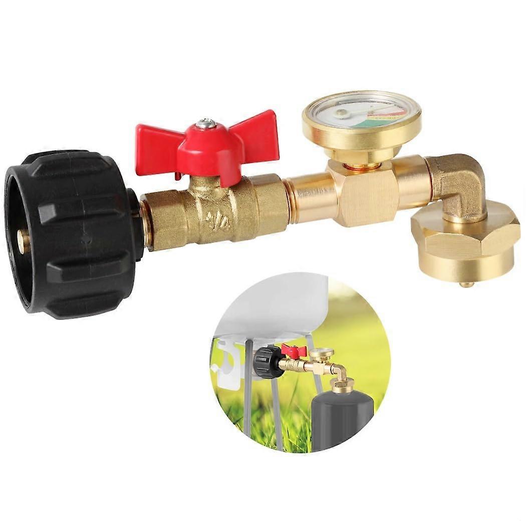 Propane Refill Adapter with Gauge, QCC1 Connector for 540 lb Tank, Safe Flow Control