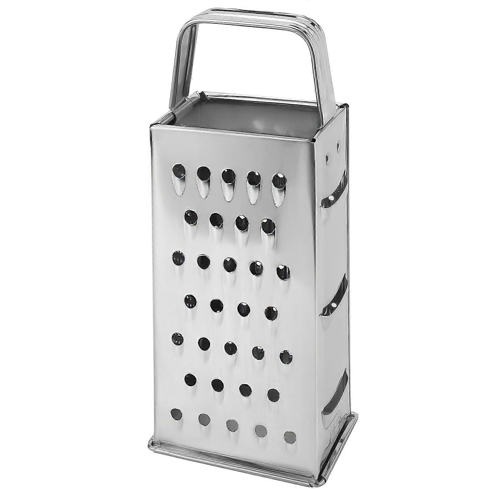 Stainless Steel 4Sided Cheese and Vegetable Grater with Handle, Compact 8Inch RustResistant Kitchen Tool