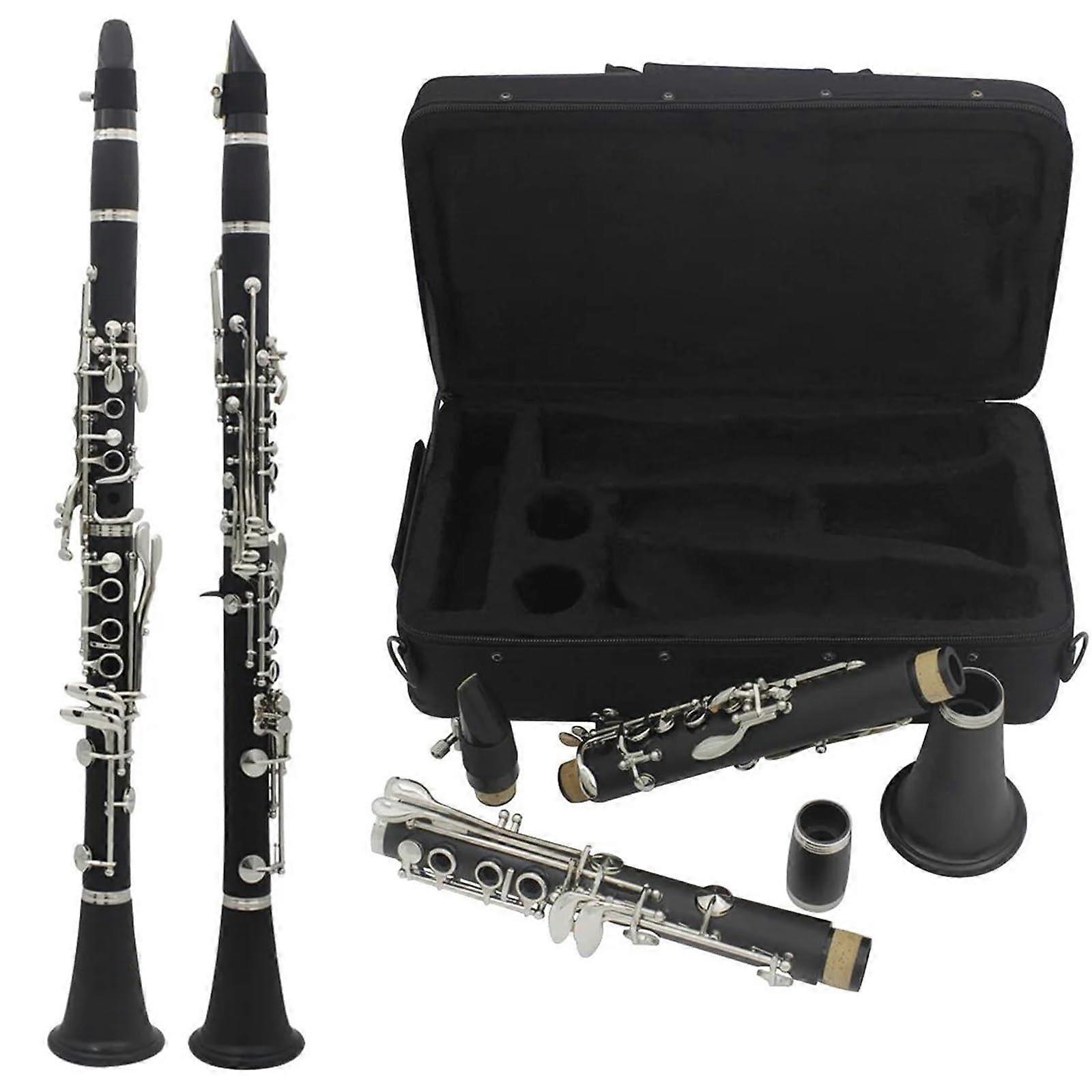 Professional Bakelite Bb Clarinet 17 Keys Black Wind Instrument with Case, Full Mellow Tone