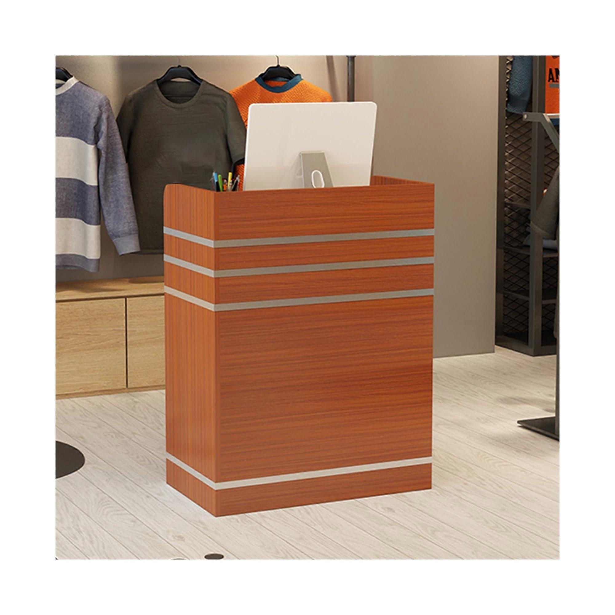 Modern Small Reception Desk with Lockable Storage for Salon, Retail Checkout Counter Brown