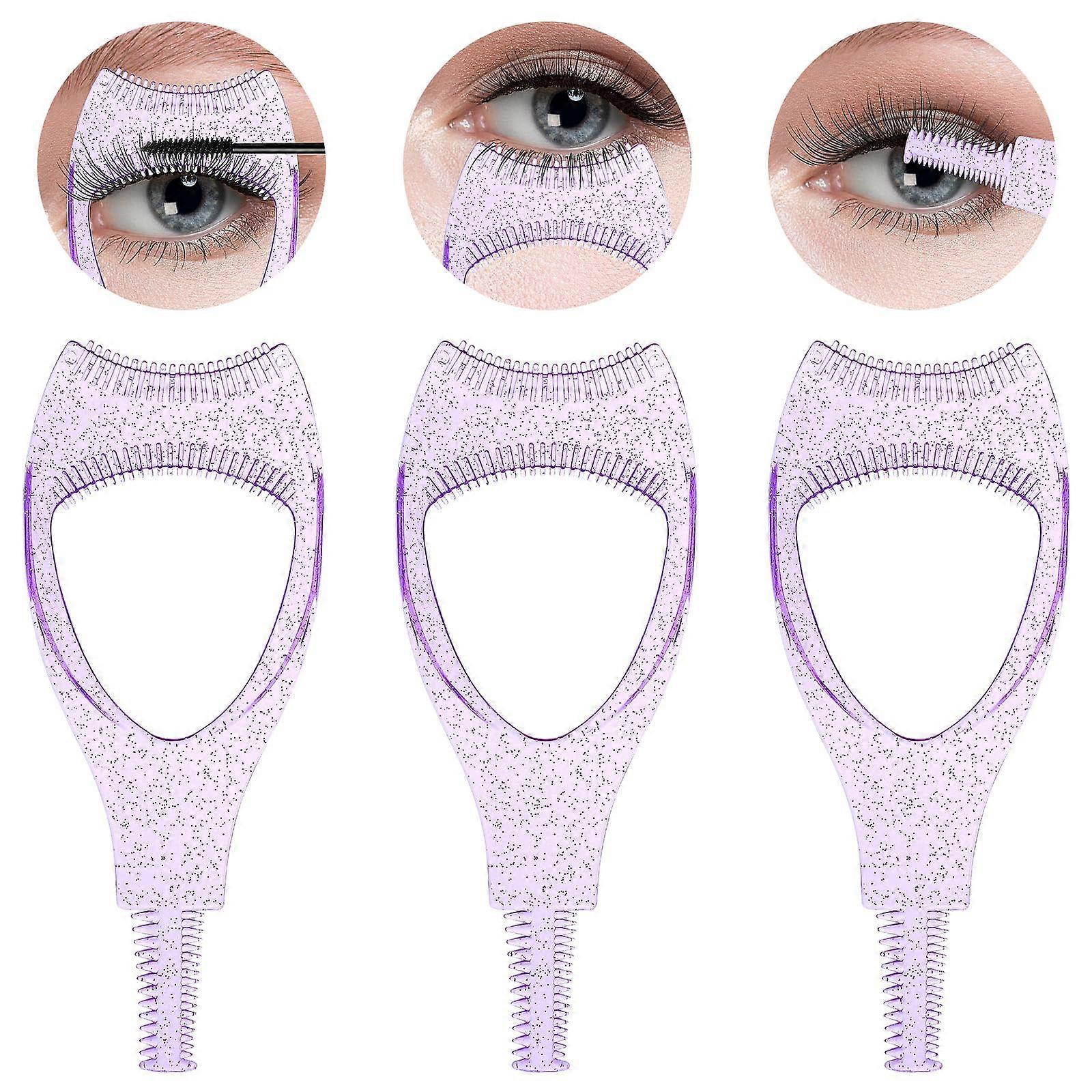 Mascara Shield Guard 3pcs Reusable Silicone Eyelash Protector Tool for Smudge Lash Makeup Purple
