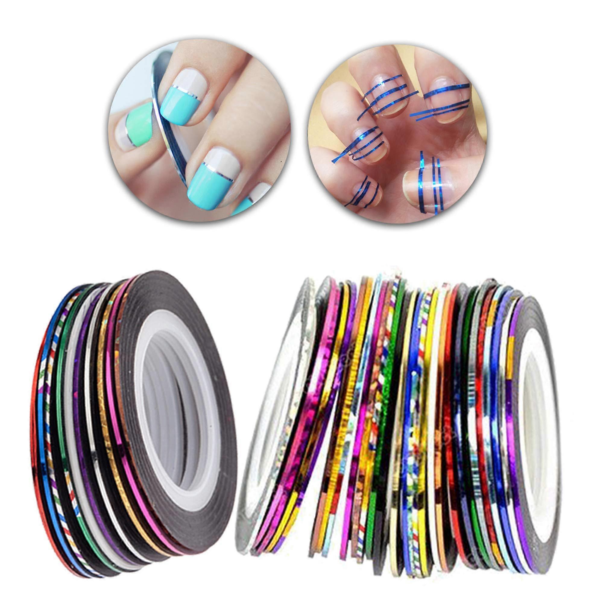 Nail Art Striping Tape Set 40 Rolls Colored Thin Adhesive for Precise Manicure Designs