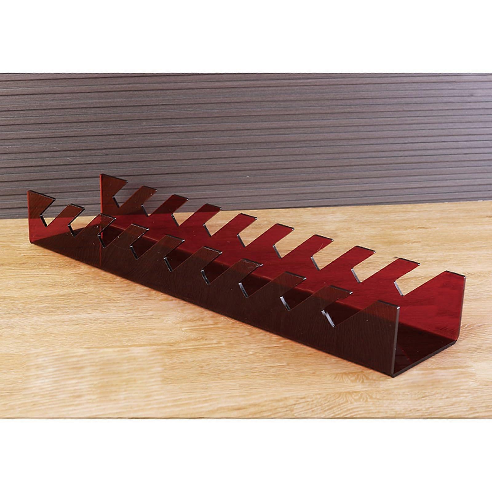 Red Acrylic Display Stand for Tiles and Building Panels, Compact Space Efficient Design 60x13cm