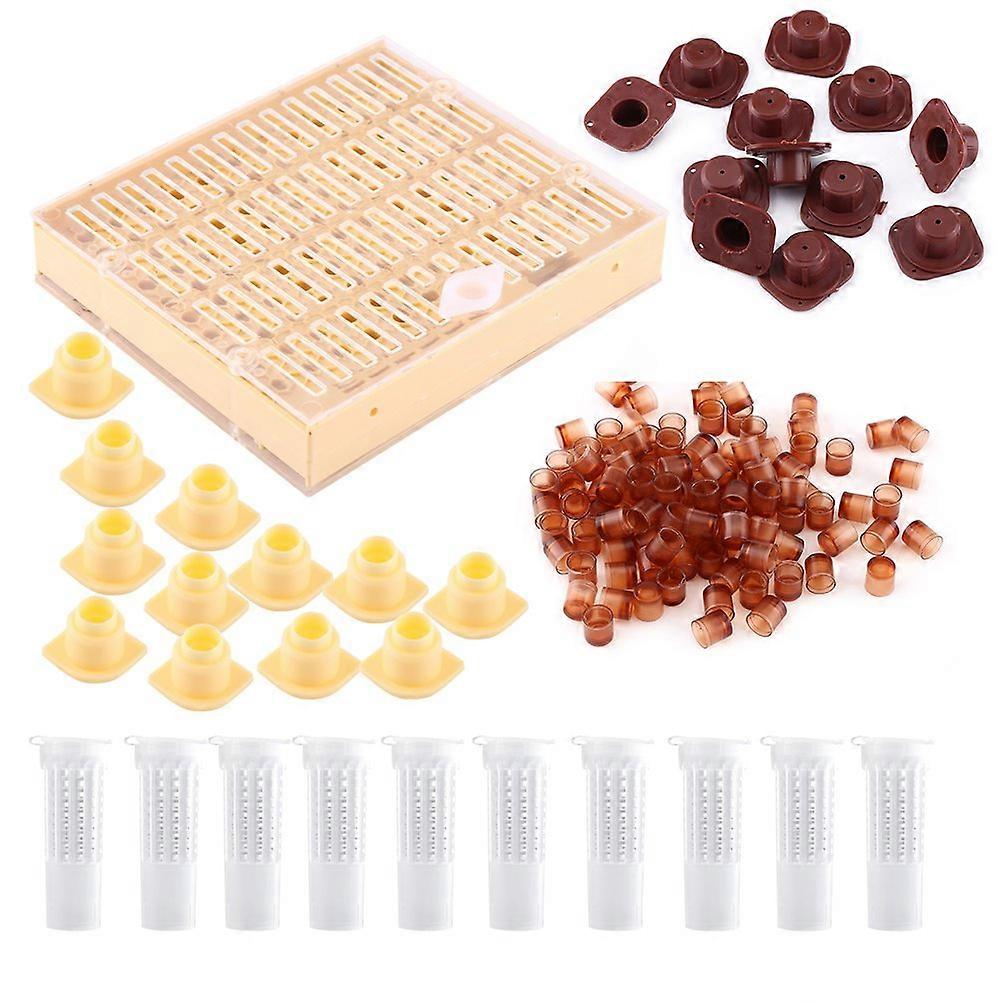 Queen Bee Rearing Kit with 110 Cell Cups Beekeeping Tools for Accurate Larvae Age and Easy Breeding
