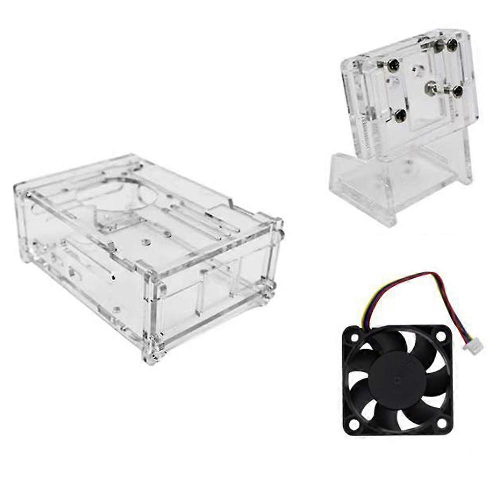 Acrylic Case with 4010 Large Cooling Fan,Enclosure Support Camera Bracket Installation,Heat Dissipation Protective Shell