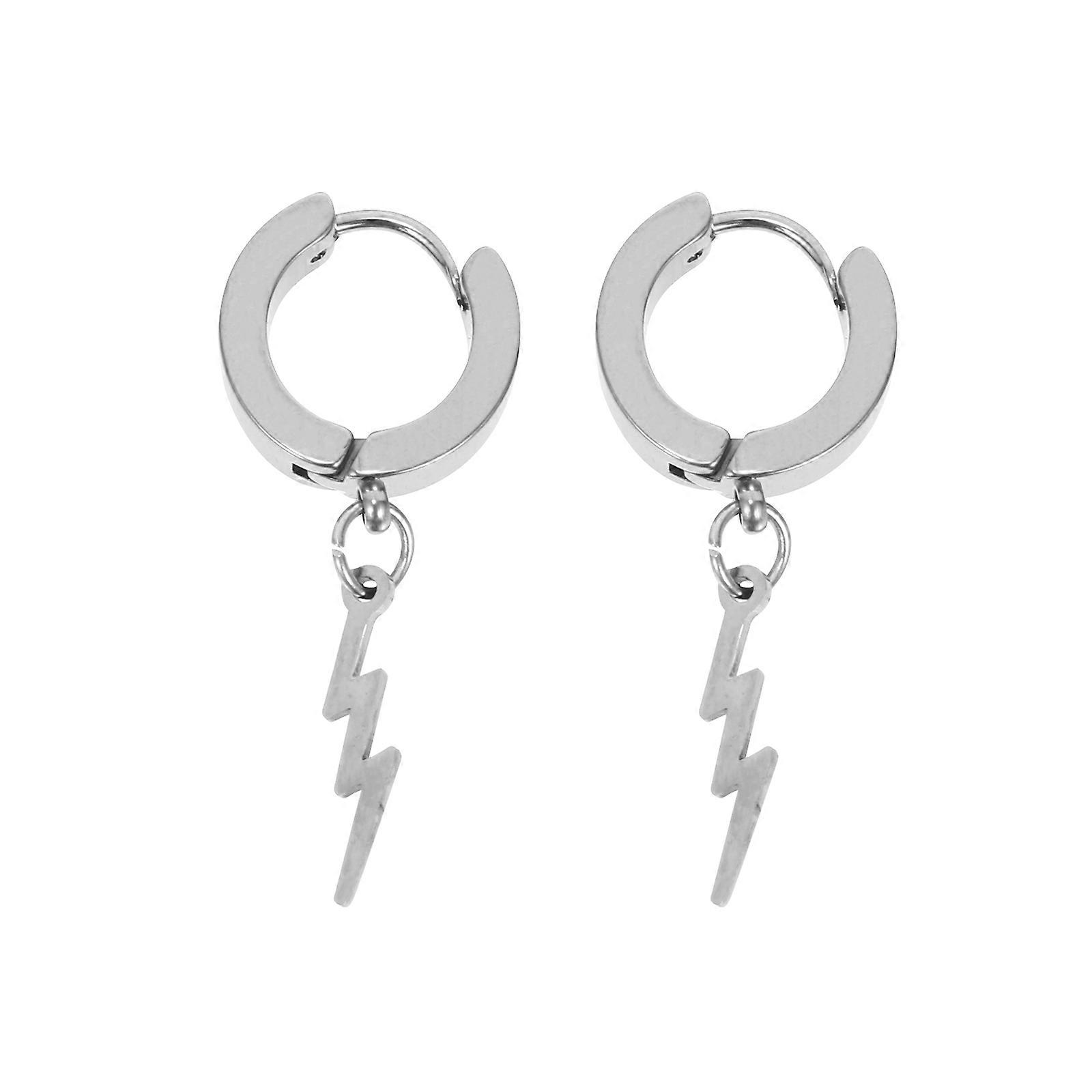 Stainless Steel Ear Studs Punk Style Earring for Decor 1Pair Silver