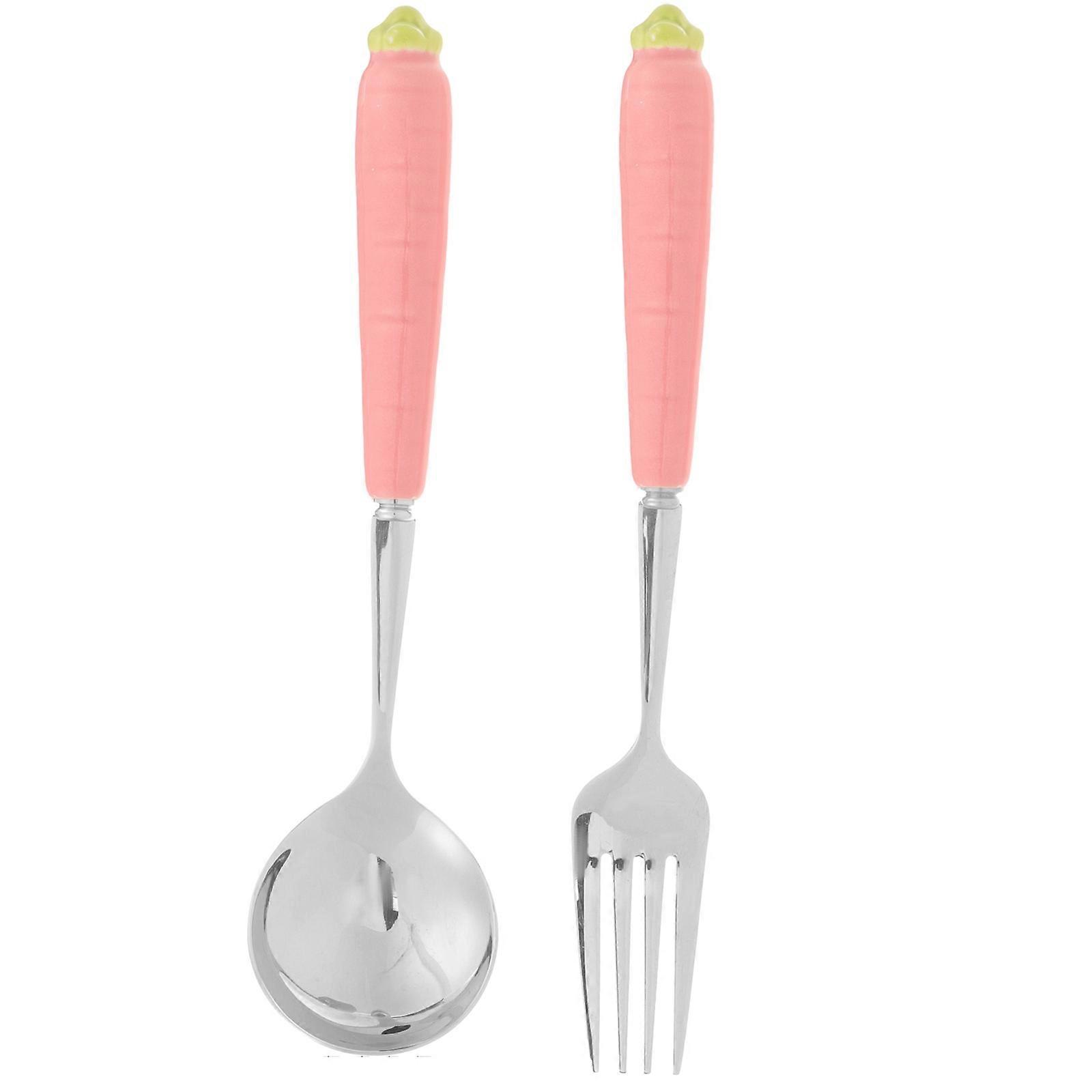 Children's Easter Cartoon Fork Spoon Flatware Set for Party Use 2Pcs