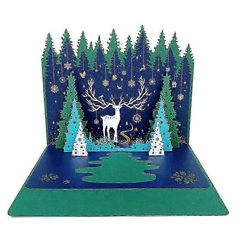 Pop Up Weihnachtskarte, 3D Weihnachtskarten, Elch im Wald