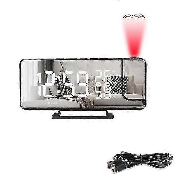 Inf Projector Clock With Temperature Mirror/black Practical Goodies 1-11