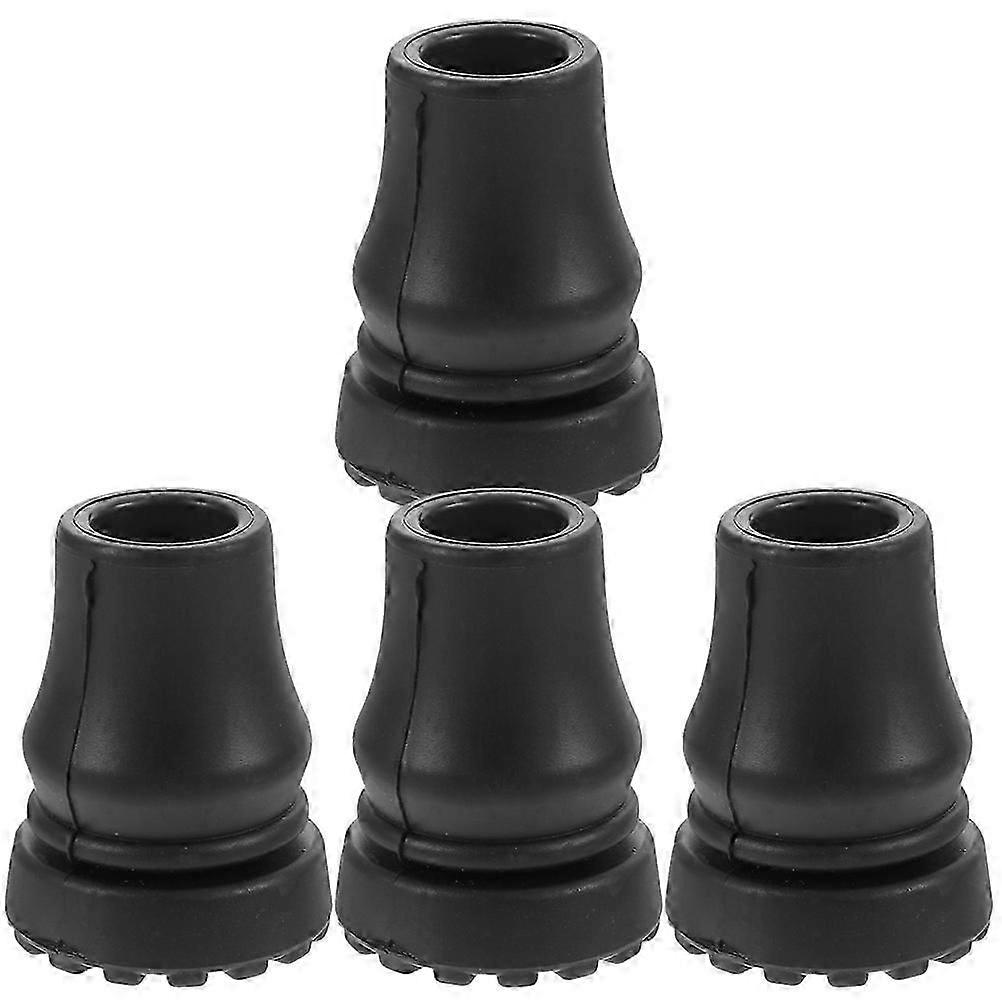 Black Cane Tips Walking Stick Pole Tip Replacement 8Pcs Durable Rubber