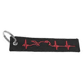 Motorcycle Accessory Heartbeat Pattern Embroidered Keychain