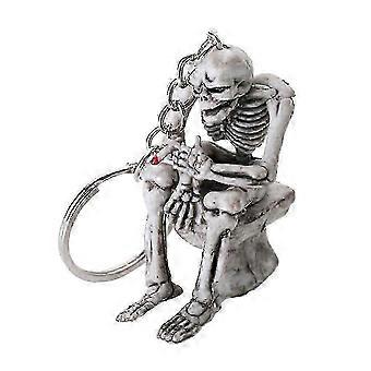 Hot 2026 Skull Toilet Keyring Stylish Skeleton Keychain for 2Pcs Grey Accessory