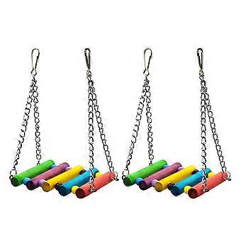 Balançoire suspendue en bois pour perroquet avec clochette et perles, lot de 2 cordes en coton