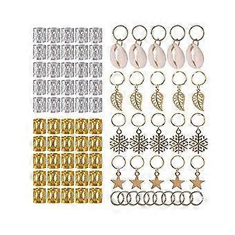 Haar kralen metalen sieraden haar vlecht ringen clip compatibel Gril vrouwen mannen Hiphop partij muziek Festival vlechten decoratie (goud)