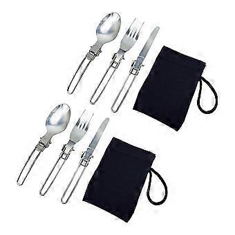 Camping Cutlery Stainless Steel Forks Spoons Set 2Sets