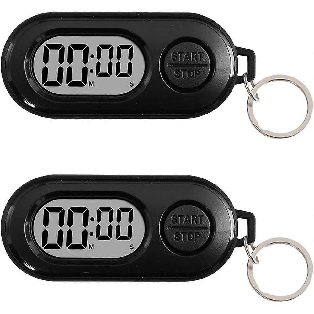 2 Pack Mini Digital Timer Keychain, Portable Countdown Timer and Stopwatch with LCD Display, Small Clip-on Pocket Timer