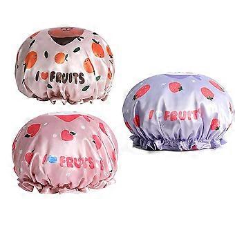 Gorros de ducha reutilizables de baño diseñados para bebés, niños, niños, cabello largo / grueso, lindo, impermeable, animal de dibujos animados, sombrero de baño de doble capa para niños, niña