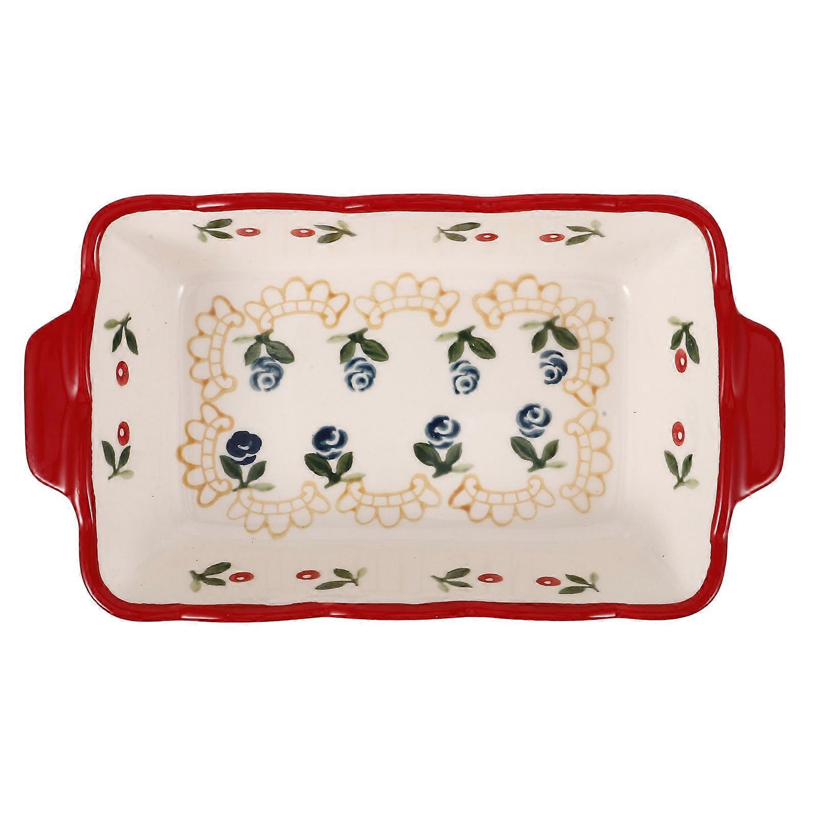 Multi-Use Cherry Ceramic Baking Dish for Roasting with Handle 1