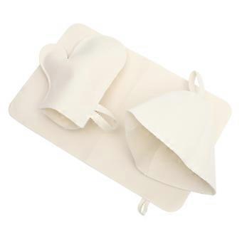 Sauna Hat and Accessories Set 3 Piece Felt Cap Mitten Pad HeatResistant Unisex for Spa Relaxation