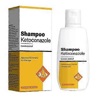 Shampoo de cetoconazol amarelo, 90ml, com certificação orgânica. Ideal para embalagem de 90ml.