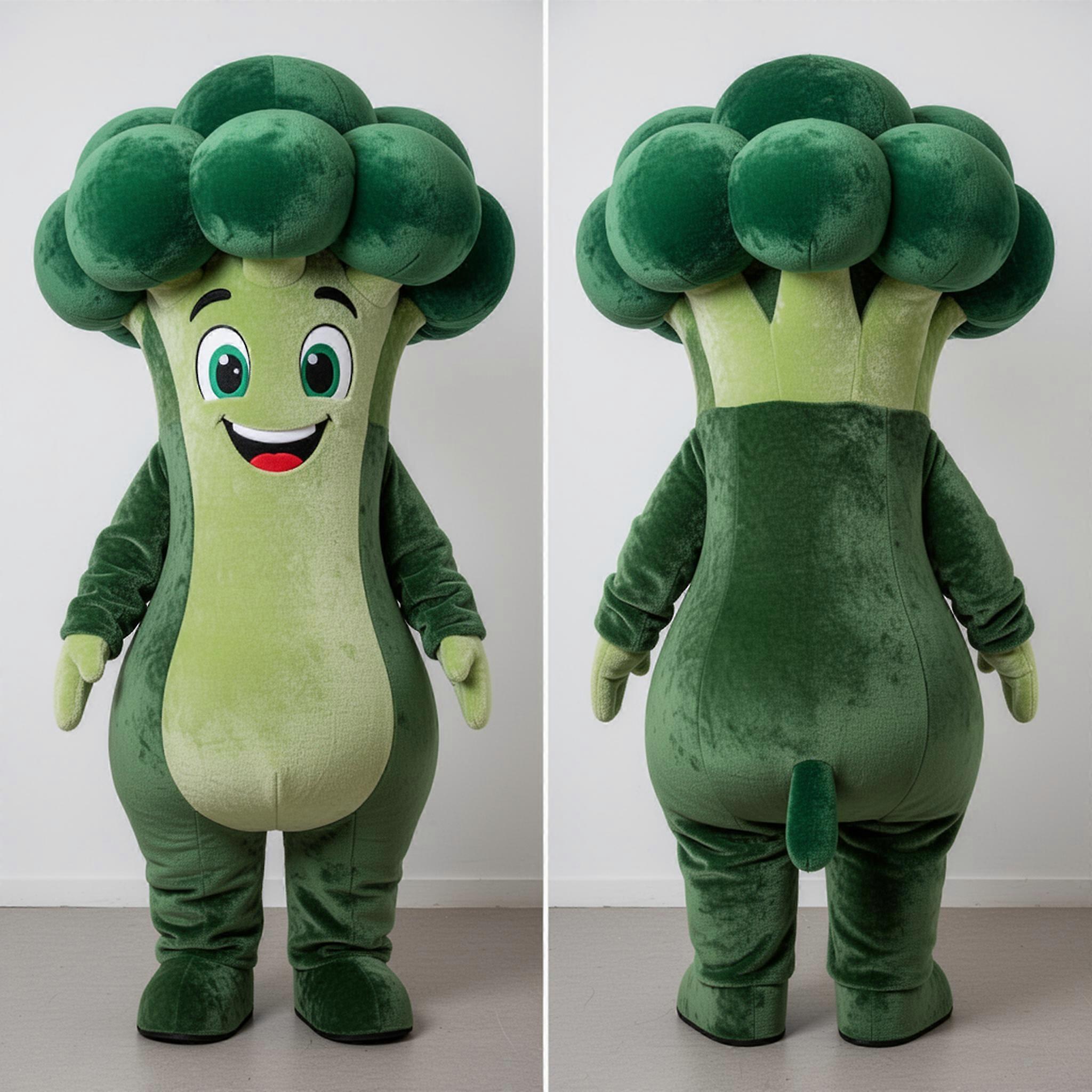 MASTICOT Vibrant Green Velvety Broccoli Mascot