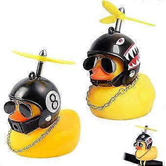 2 stuks gele eend auto dashboard, badeendjes met helm, auto badeend ornamenten, mooie badeend, eend fiets decoraties, voor fietsen, moto