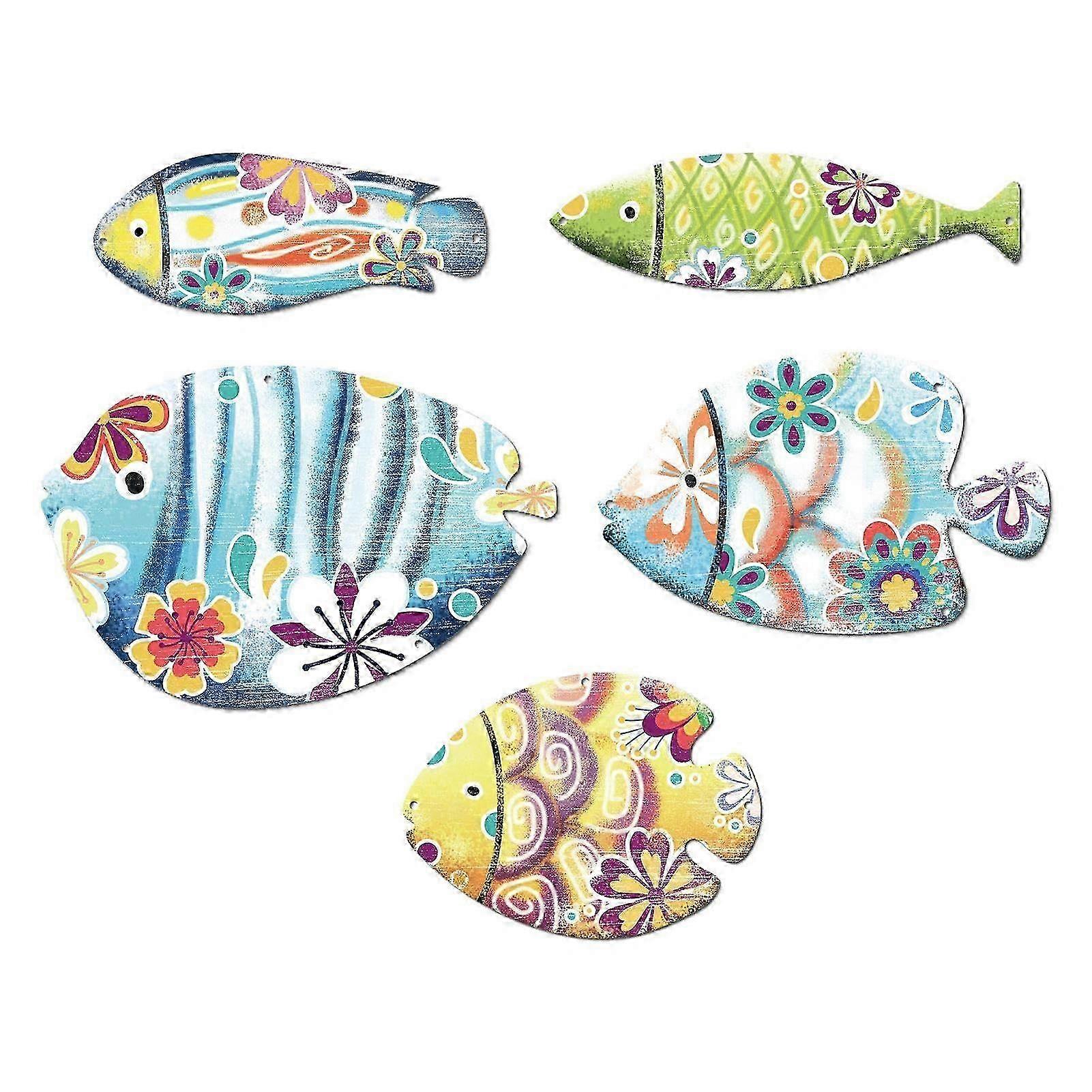 5 Pcs Boxwood Fish Wall Decor Rustic