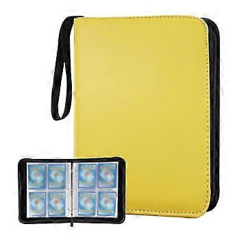 Trading Card Binder 4Pocket 400 Cards PU Leather Album Yellow for Sports and Game Card Storage