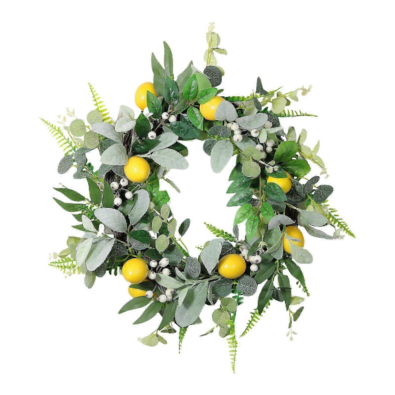 12 Inch Silk Lemon Wreath Multicolor