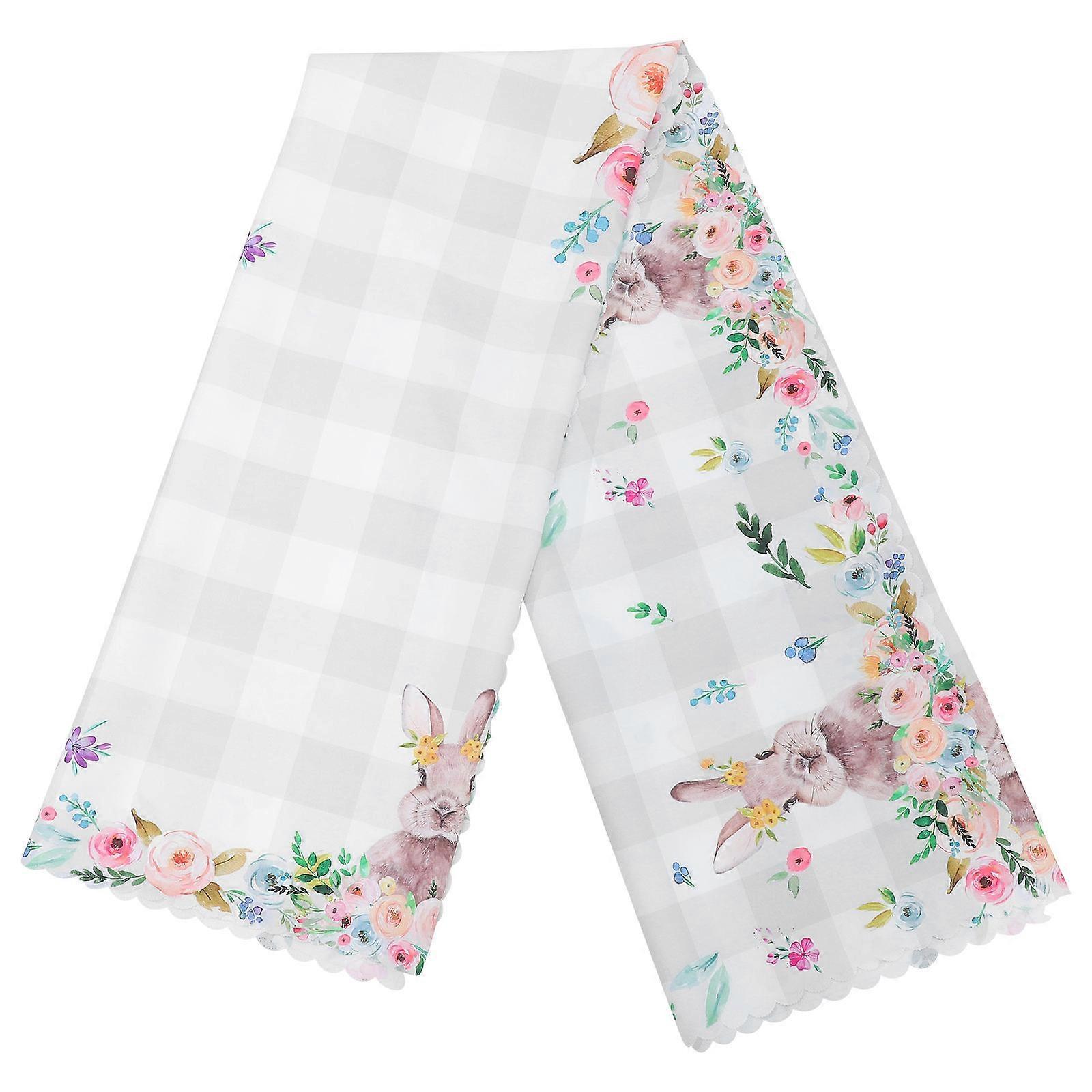 Easter Tablecloth White Table Runner compatible with Home Dining Table Cover
