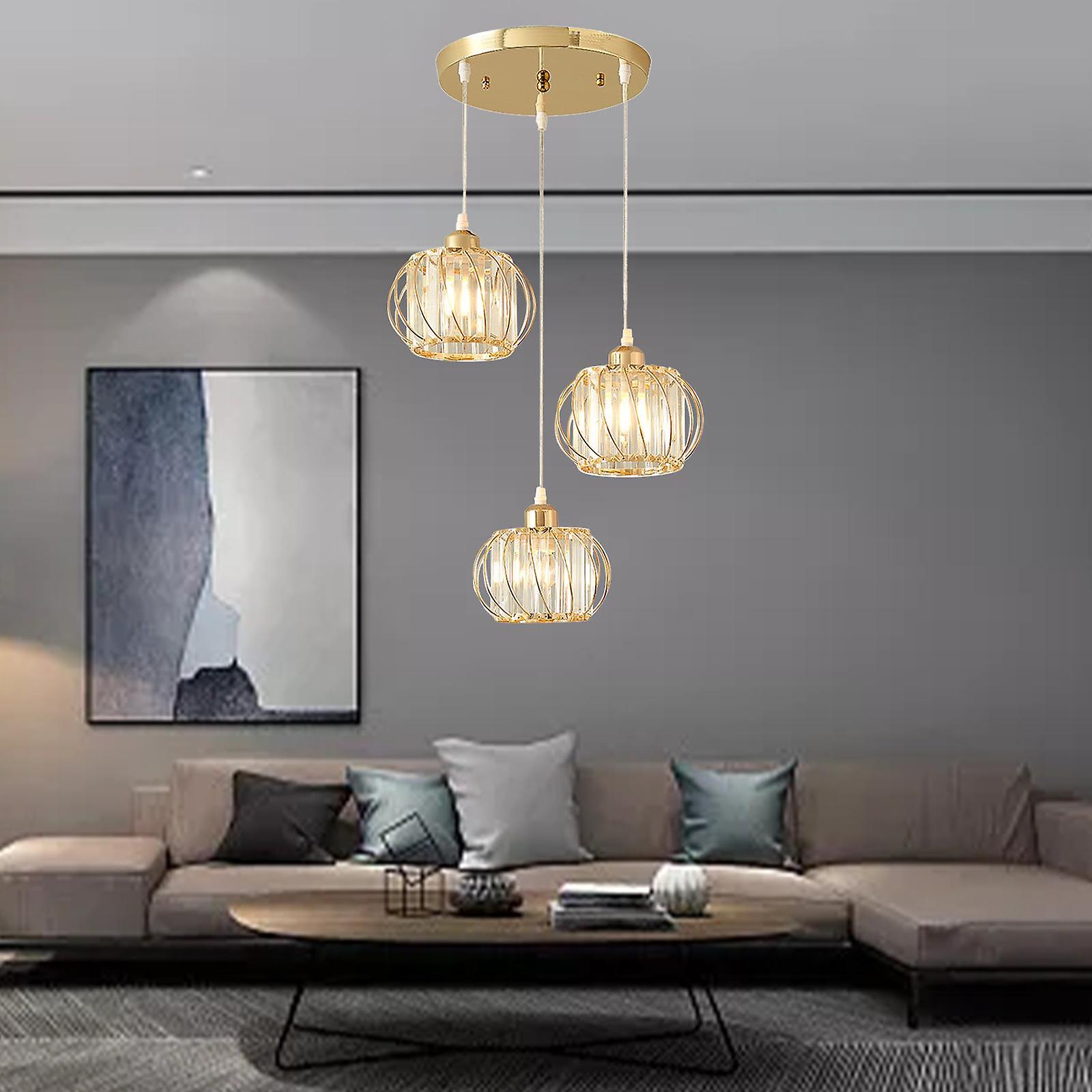 Crystal Pendant Light Chandeliers Lighting Fixture for Kitchen Round Base