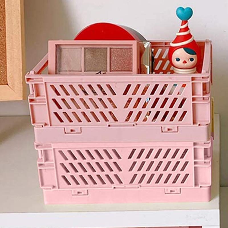 2 Pcs Mini Collapsible Storage Plastic Crates/Stackable Storage ...