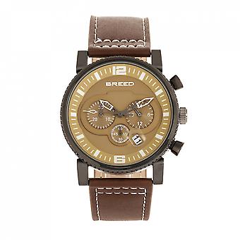 Razza Ryker Cronografo cinturino in pelle orologio w/data-Brown/cammello