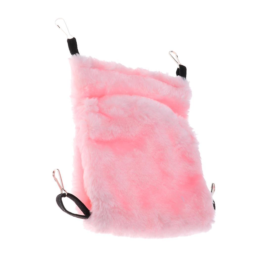 Hamster Parrot Hammock Small Animals Double-deck Pocket Plush Nest Pink L
