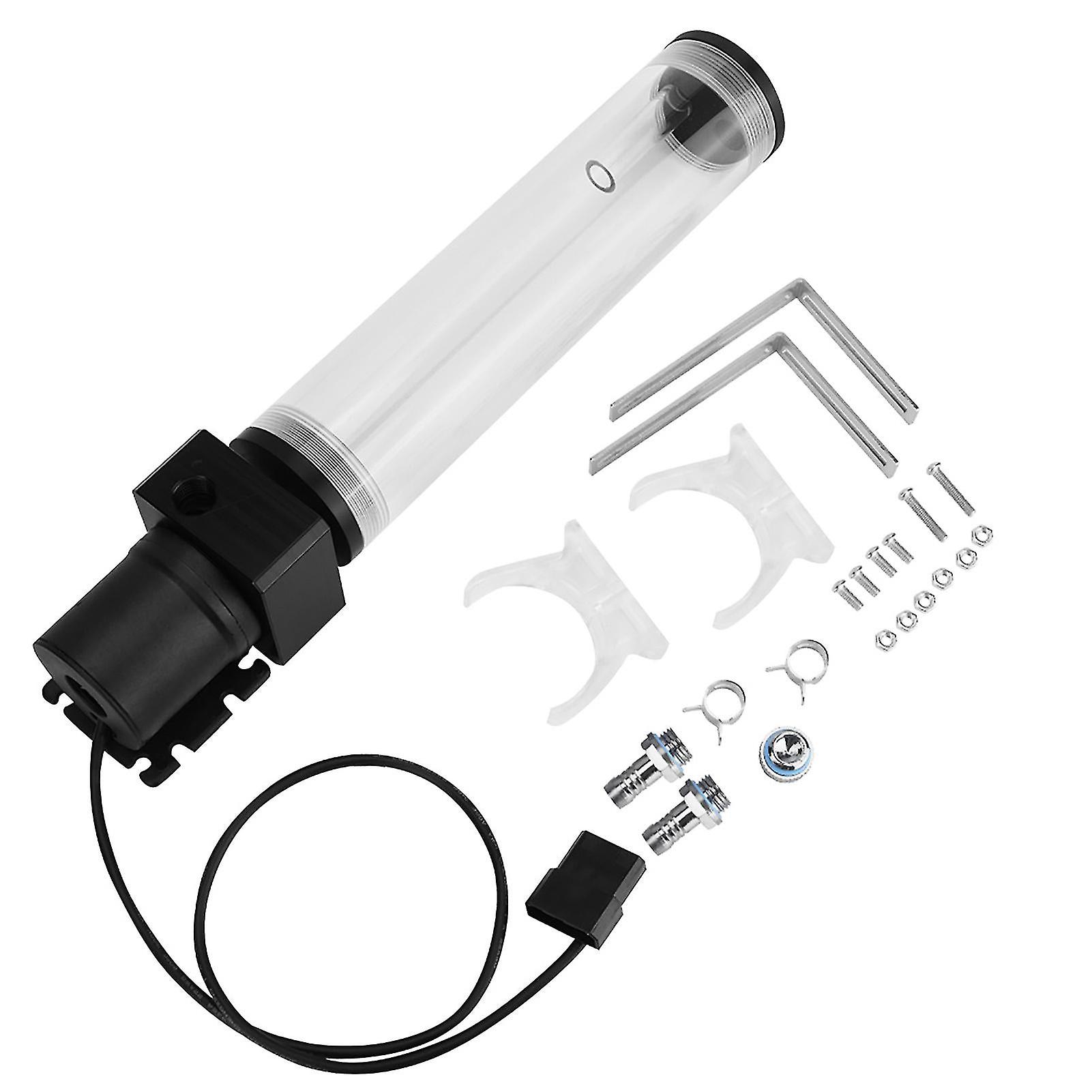 Acrylic Computer Diy Water Cooling Tank Cylinder Reservoir 19w Pump G1/4 210mm