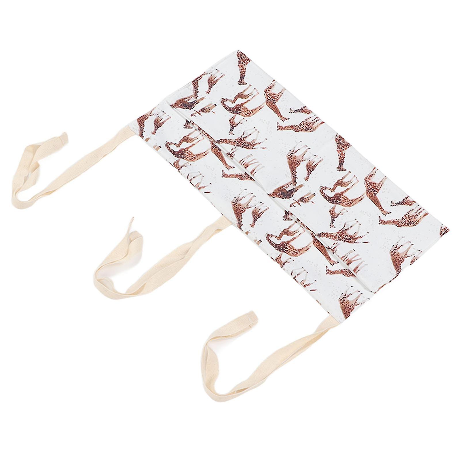 Hanging Crib Storage Bag, Printed with Adjustable Straps, Cotton Baby Bed Hanging Storage Bag, Diaper Organizer with Two Pockets, Giraffe Pattern