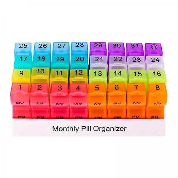 3xRainbow Monthly Pill Organizer 32 Compartments Dispenser Box Container