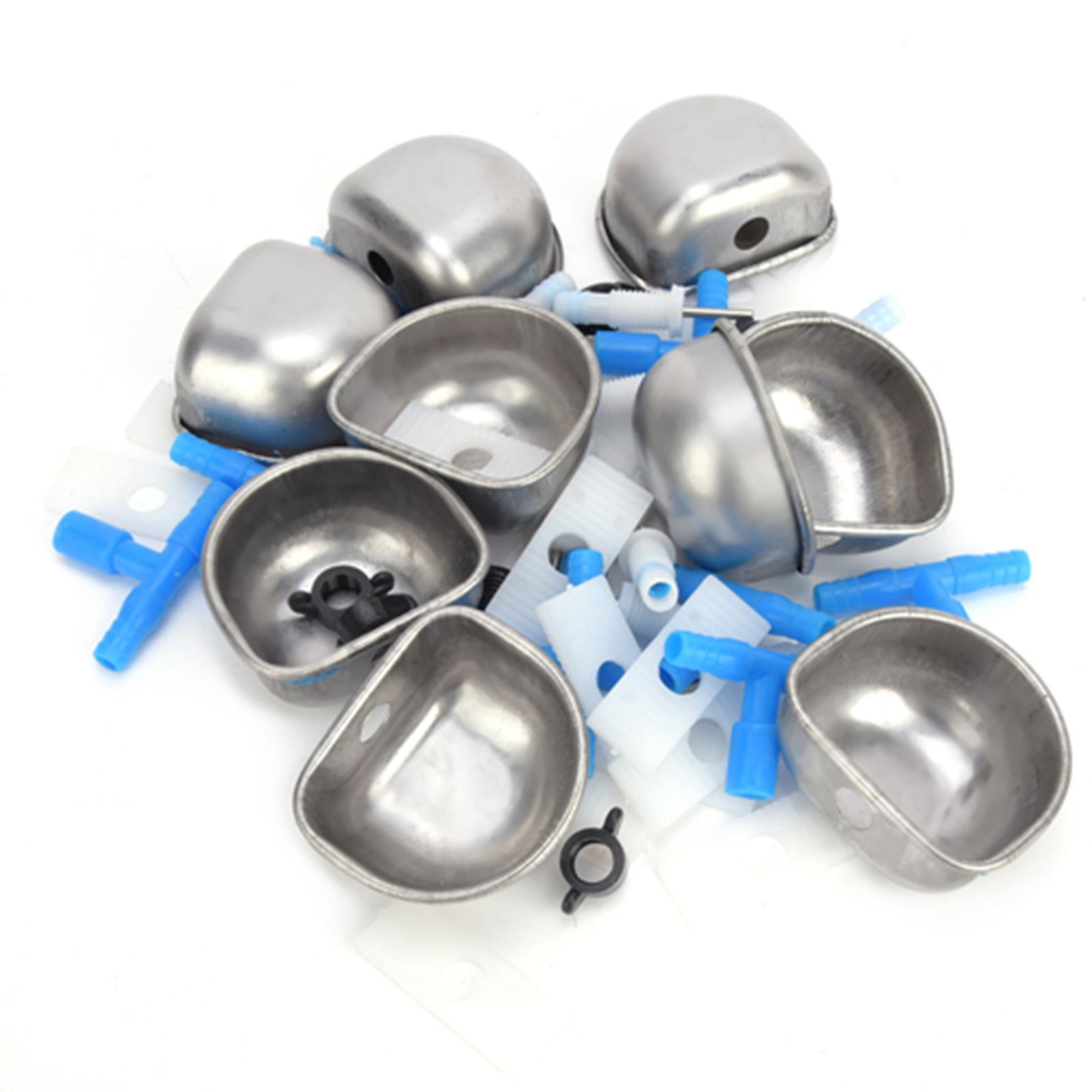 10 Pcs Stainless Steel Rabbit Waterer Drinking Bowls Feeding Accessories for Martens and Foxes (One-Piece T-Connector)