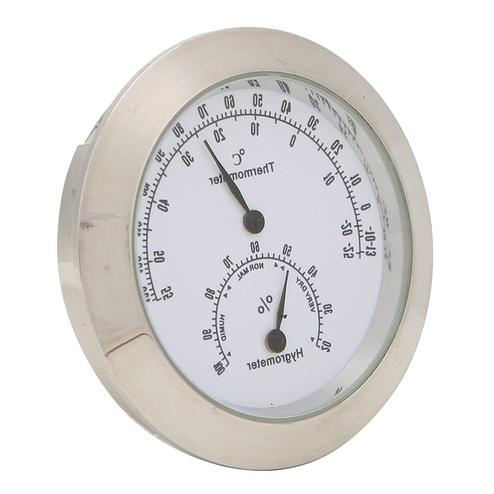Round Thermometer and Hygrometer for Violin and Guitar Case (Silver)