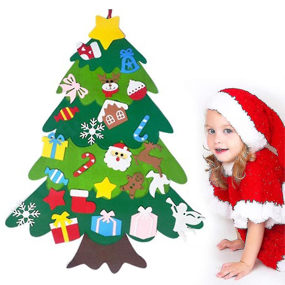 Diy Felt Tree Set Detachable Ornaments, Kids Hanging Xmas Compatible With Decorations