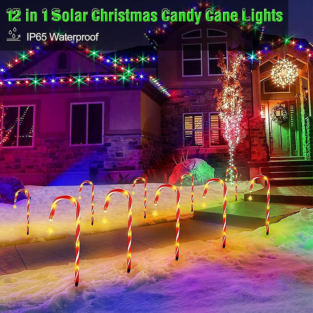 12 Pack Outdoor Christmas Decorations Solar Candy Canes Lights, Microy
