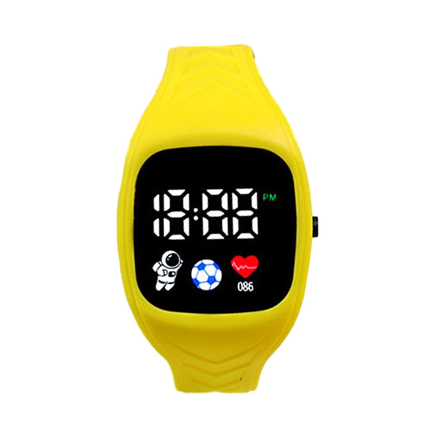 LED Electronic Watch Adjustable Candy Color Soft Silicone Strap Square Spaceman Dial Kids Students C