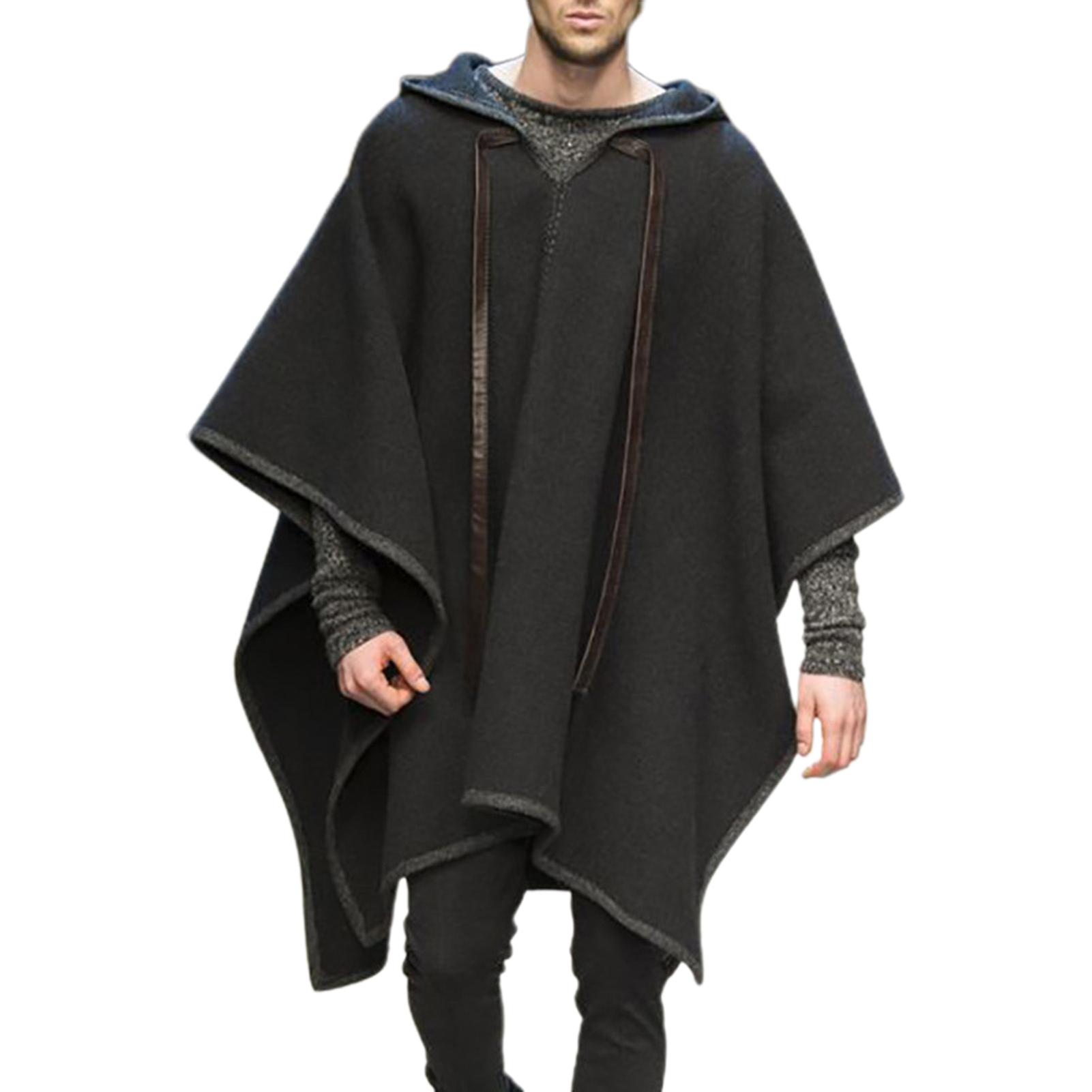 Fianao Erkekler Ceket Cadılar Bayramı Gotik Pelerin Ceket Batwing Kol Erkekler Partiler İçin Kapüşonlu Ceket