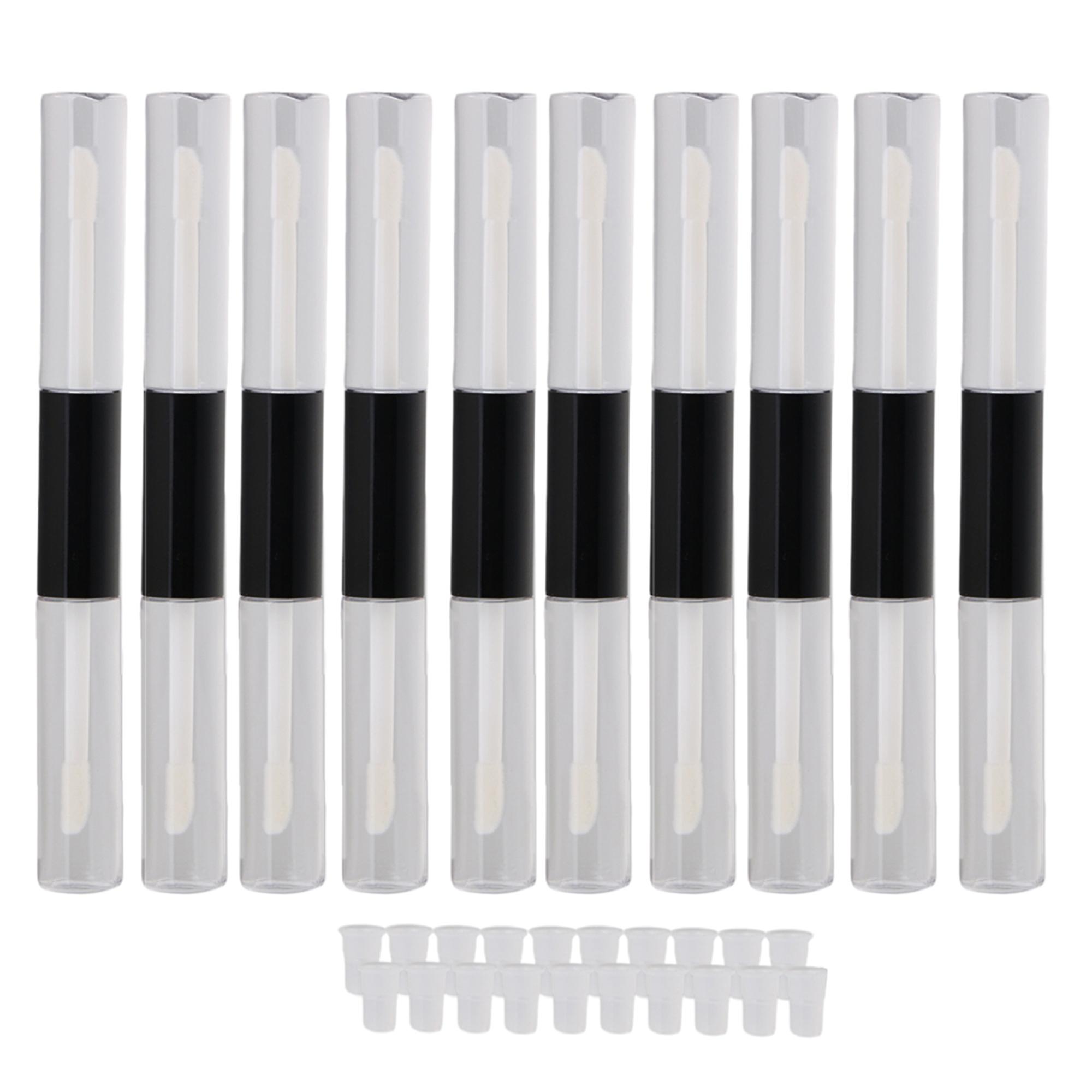 10pcs Black Double Ended Clear Empty Transparent Lip Gloss Vials 5ml