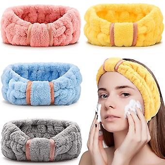 4er-Pack Mikrofaser-Stirnbänder Spa-Gesichtsstirnbänder Make-up-Stirnbänder Elastisches Frottee-Kopftuch Kopfwickel für Frauen Mädchen Waschen Gesicht Make-up Dusche Yoga Sport