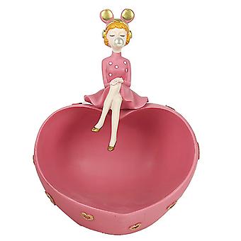 Key Storage Bowl Bubble Blowing Girl Resin Statues For Home Office