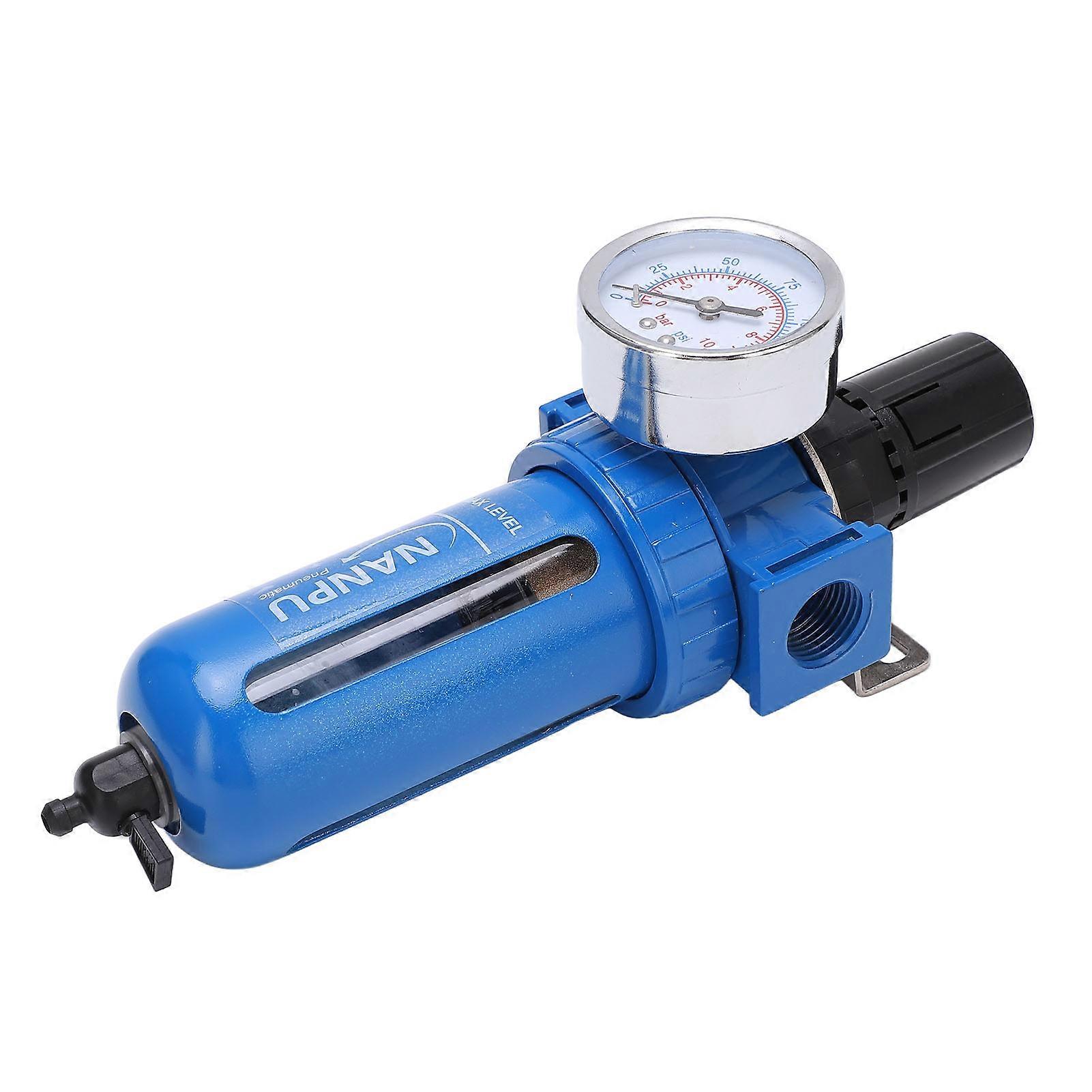 Compressed Air Filter Regulator with Pressure Gauge and Bracket Quick Release Manual Drain 3/8in NPT