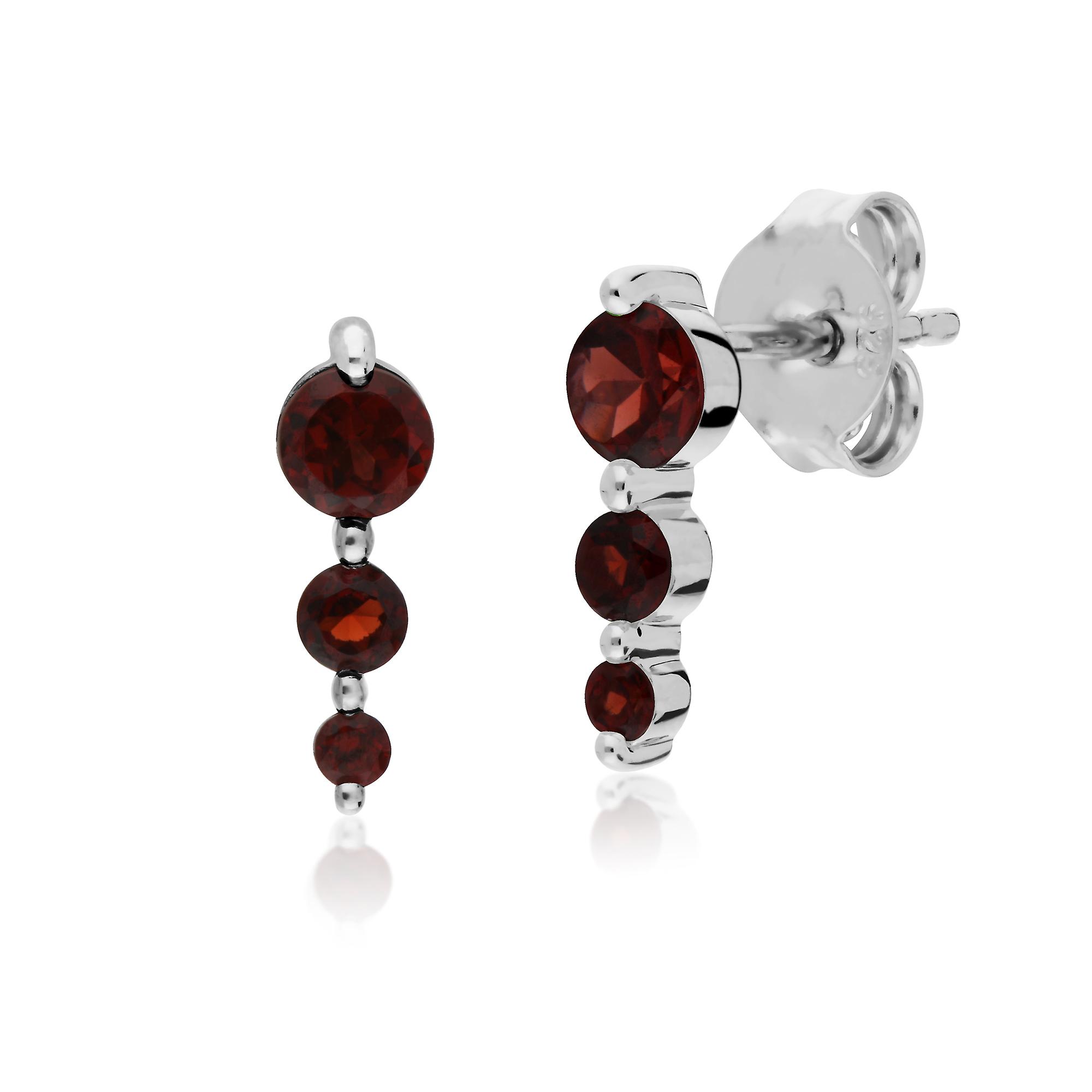 Classic Round Garnet Gradient Drop Stud Earrings in 925 Sterling Silver 270E025502925