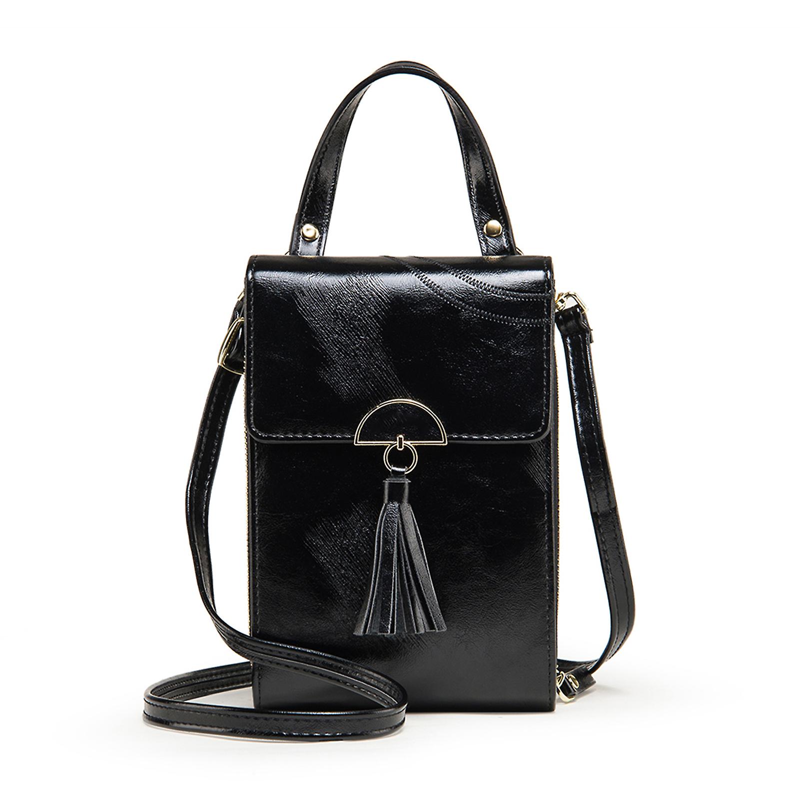 Vintage Oil Wax Leather Zipper Bag Adjustable Shoulder Straps Crossbody Design for Business Trip