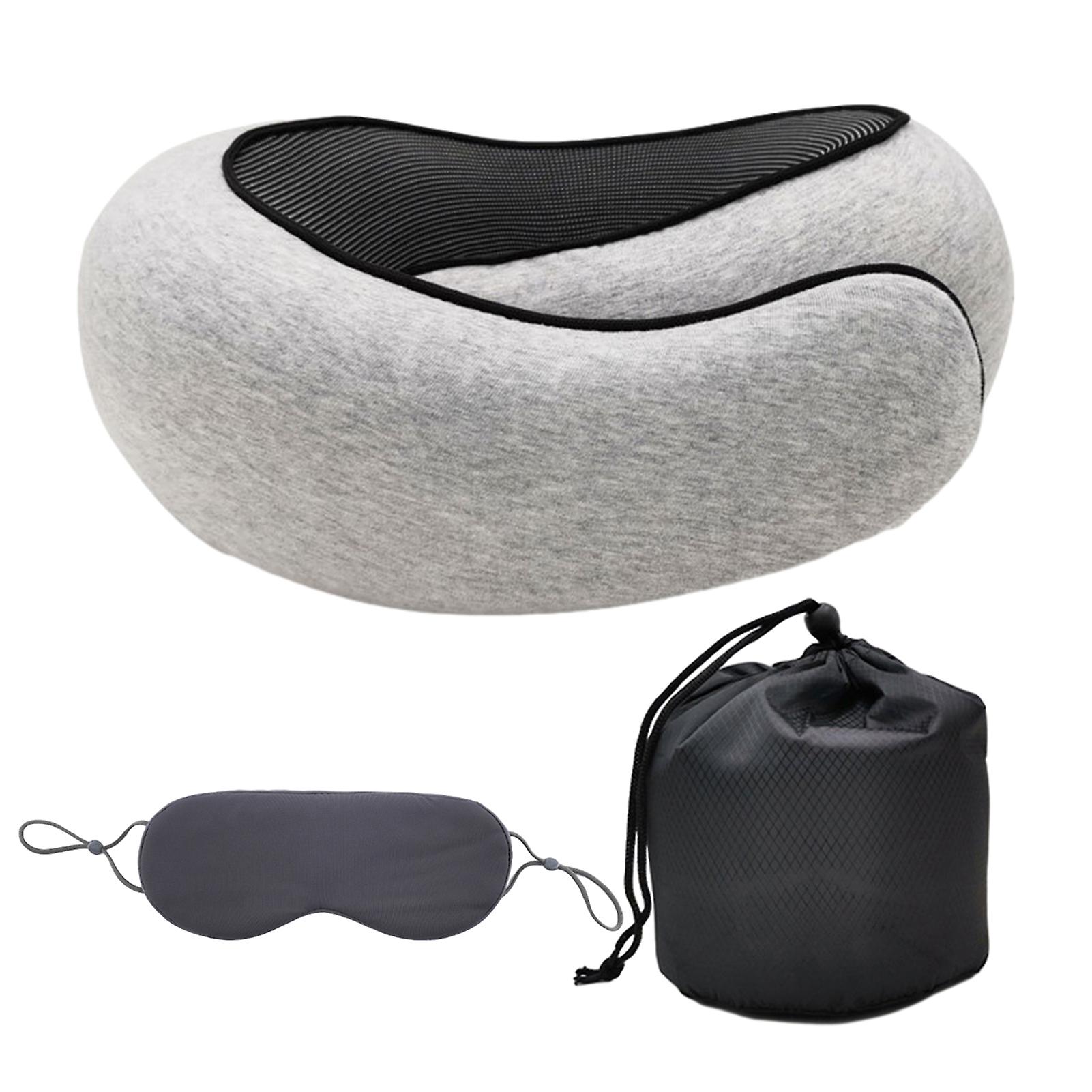 U-Shaped Pillow with Double Side Eyes Mask Skin-Friendly Neck Support Pillow for Napping Sleeping